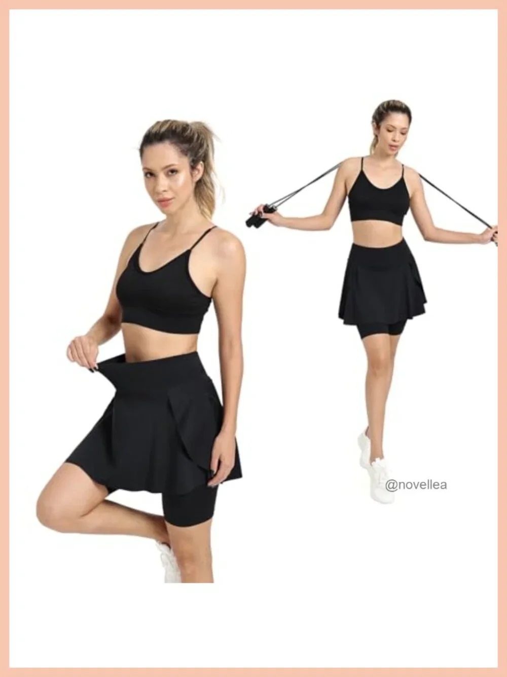 Athletic Skort with Leggings, 4 Pockets, High Rise, Zipper, Above Knee